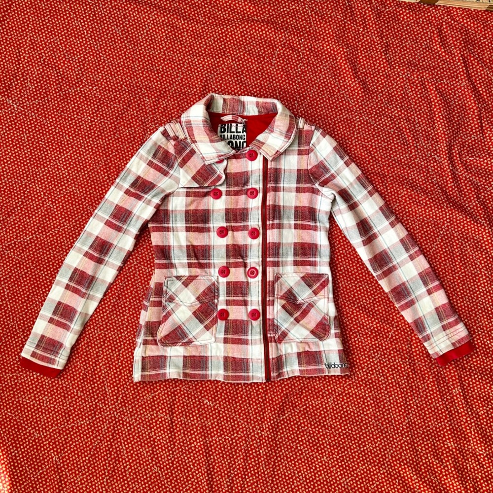 Vintage 2000s Billabong Red White Plaid cotton jacket women's S